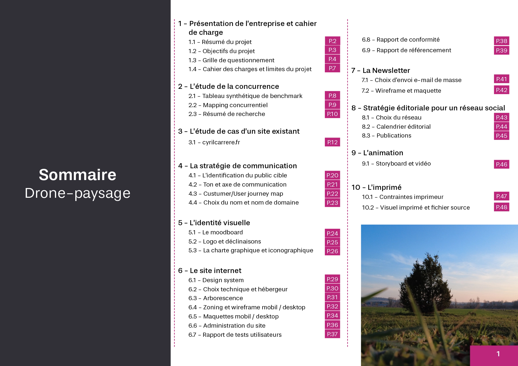 Sommaire projet Drone-paysage