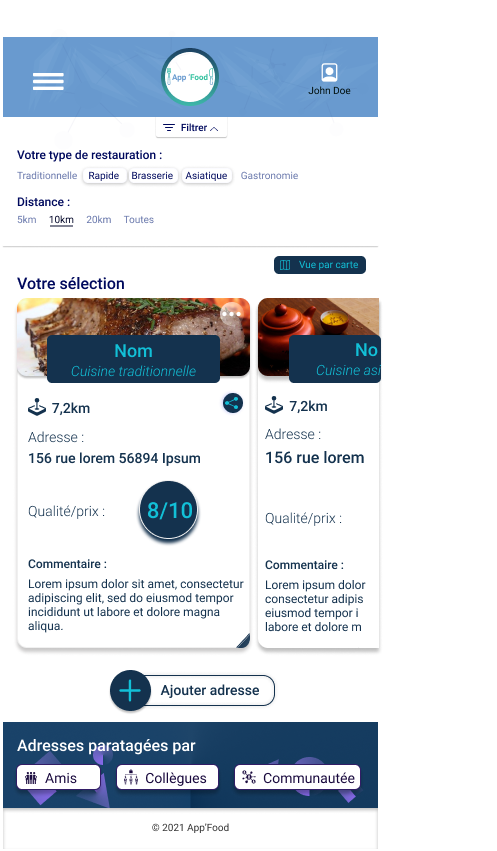 Application mobile réseau de partage de bonnes adresses de restaurants
