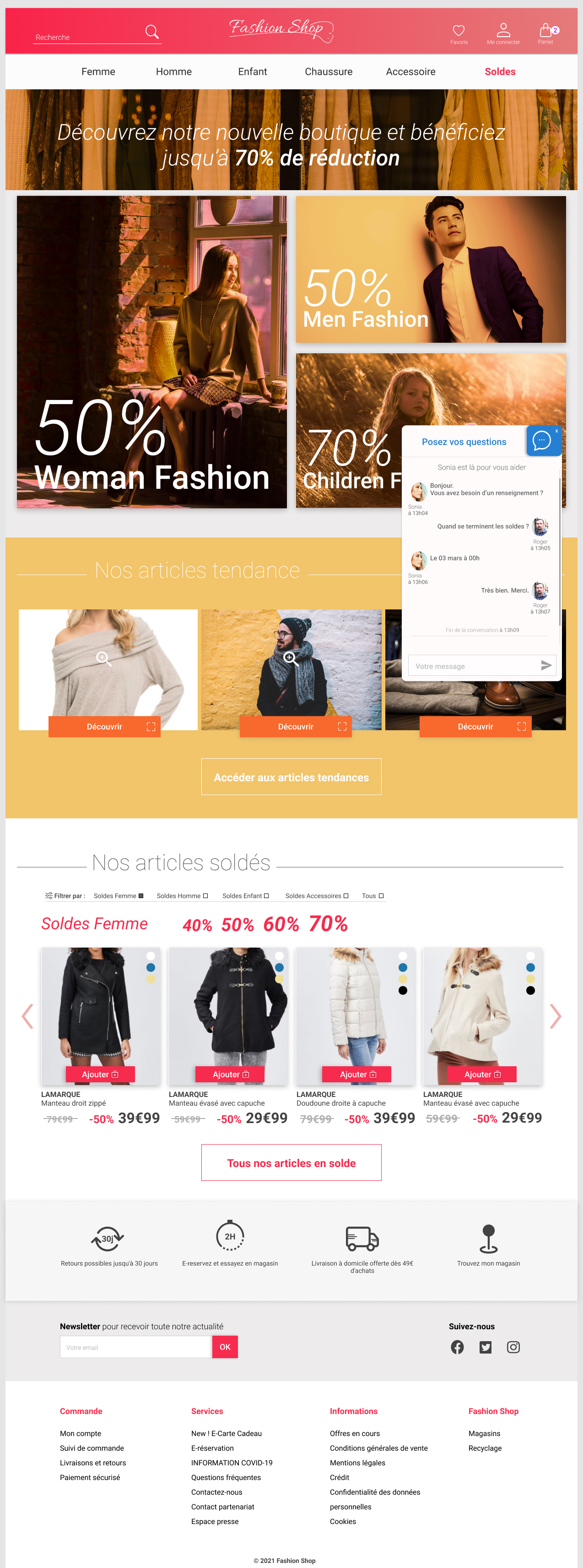 Exemple de design de site e-commerce