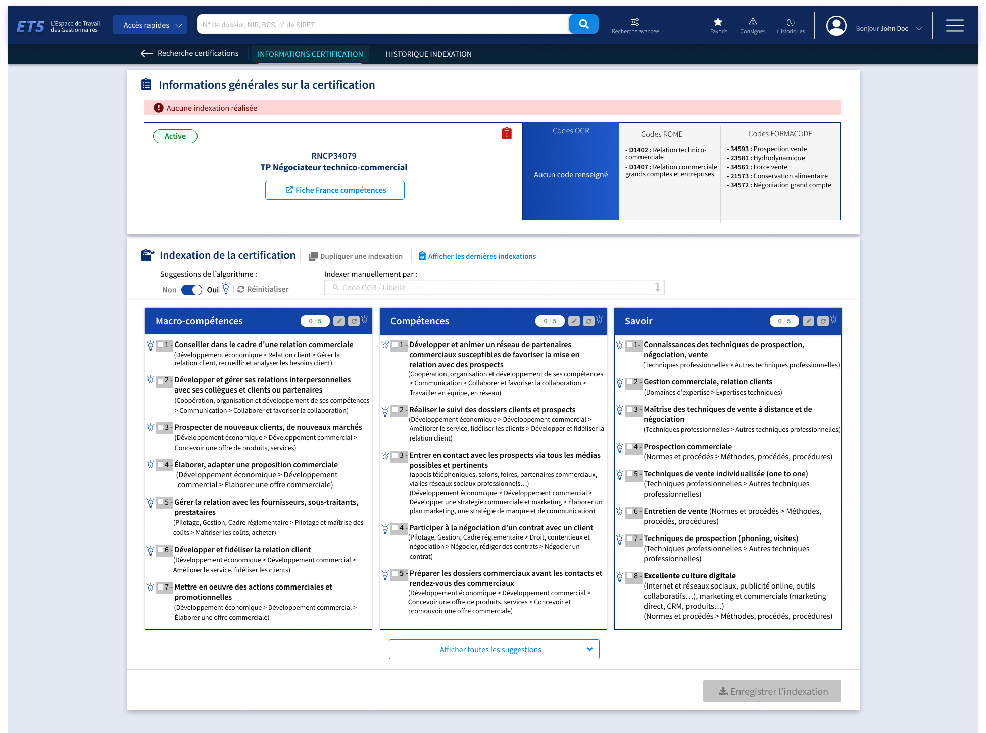 Accès au Résultat de la recherche