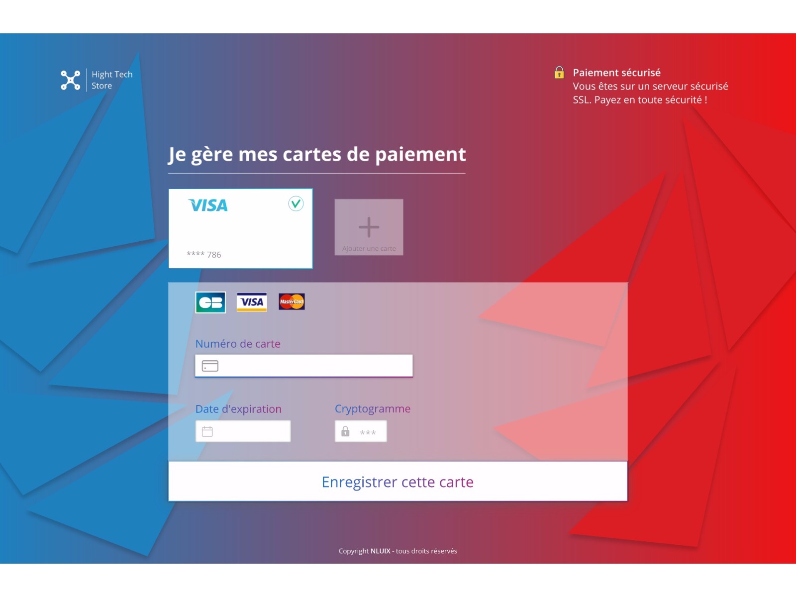 Ajout d'une nouvelle carte banquaire comme moyen de paiement