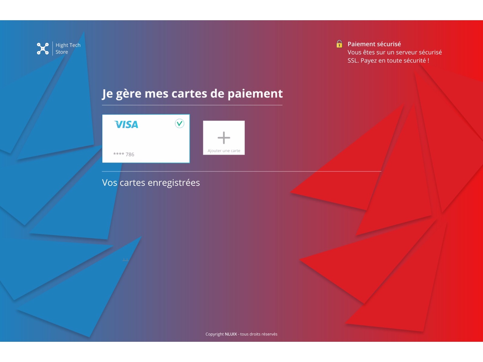 Interface avec les moyens de paiement enregistrés